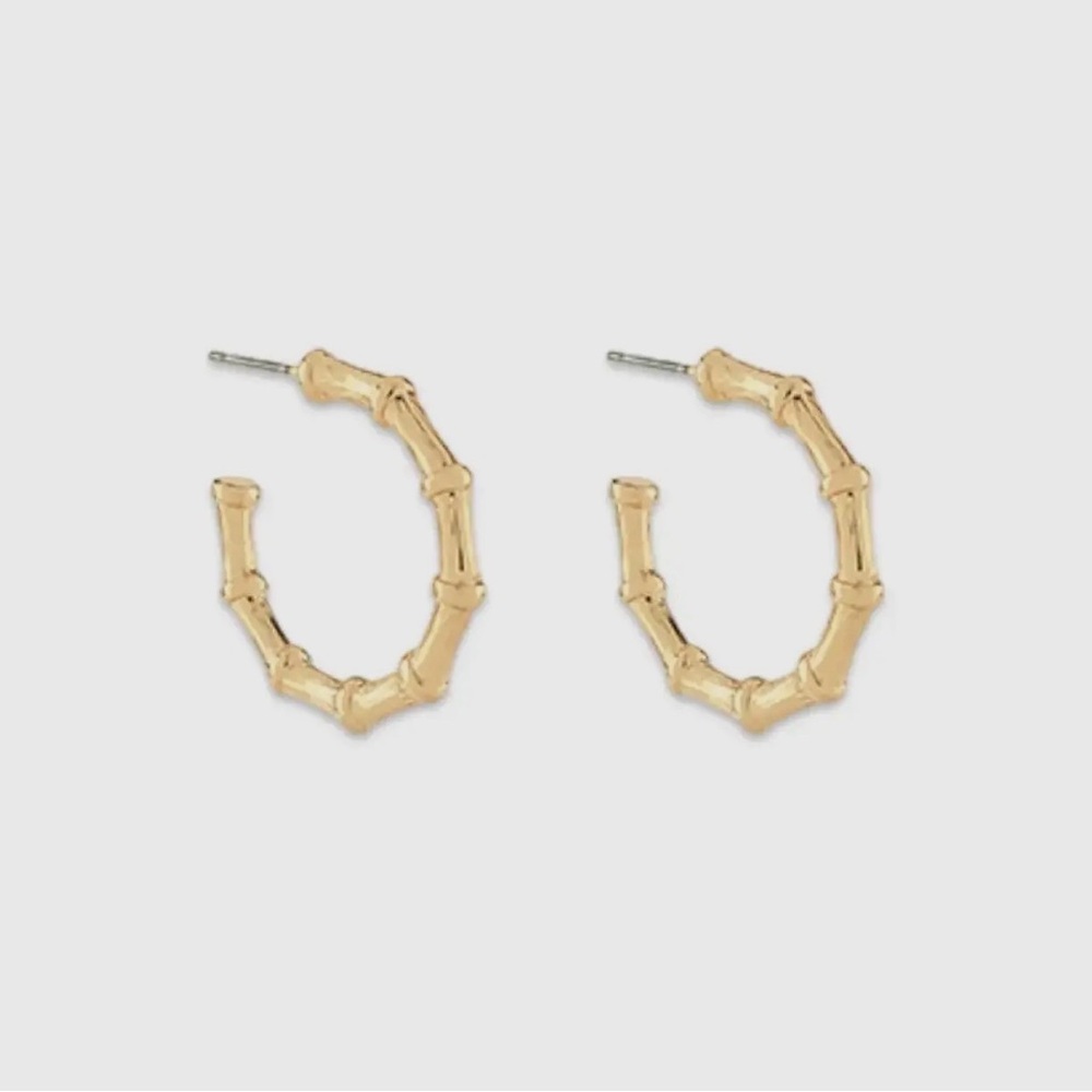 Gold Bamboo Hoop Earrings